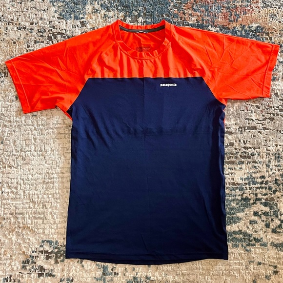 Patagonia Windchaser Ultralight Running Shirt - Men’s Medium - Orange / Navy - Picture 1 of 6